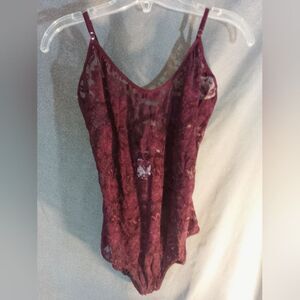 Free People Beach Lacy Wine Bodysuit